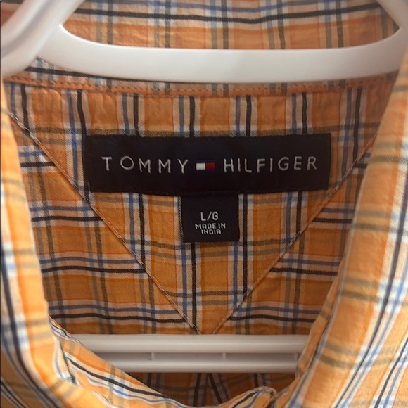 Tommy Hilfiger Men's Orange Plaid Shirt - Picture 2 of 3